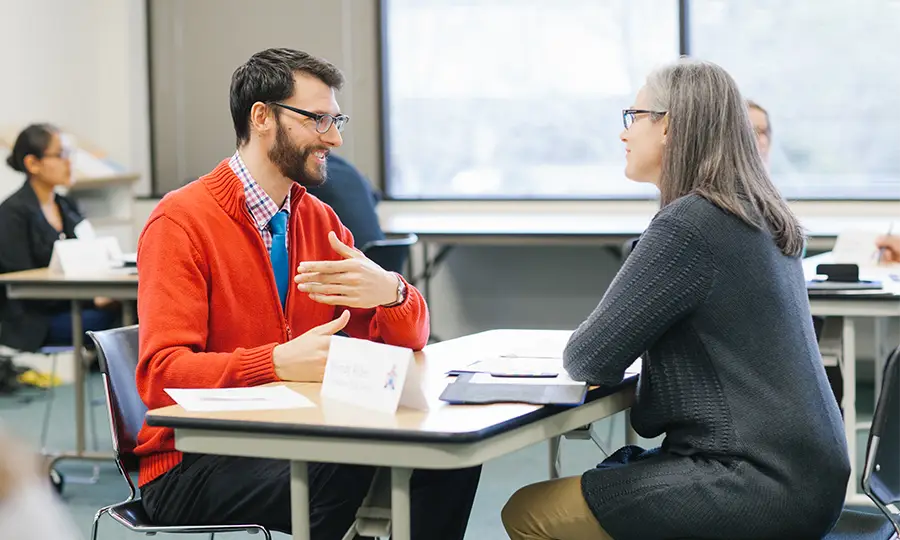 Two students having a discussion