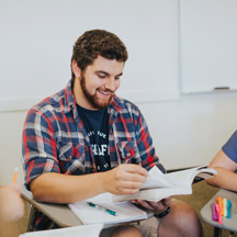 Photo of a student studying