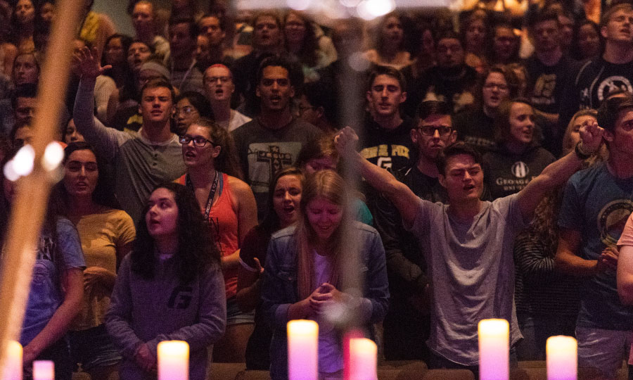 Students worshiping