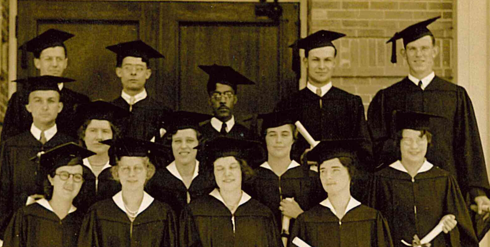 Alan Rutherford and his graduating class
