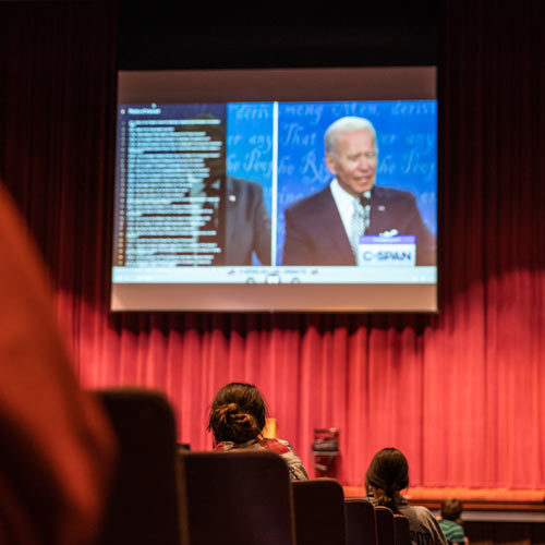 students watch presidential debate