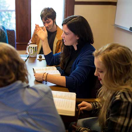 Students having a discussion in class