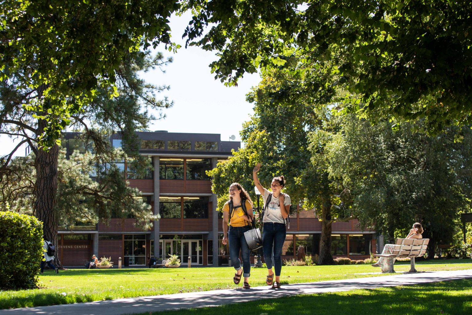 students walking outside