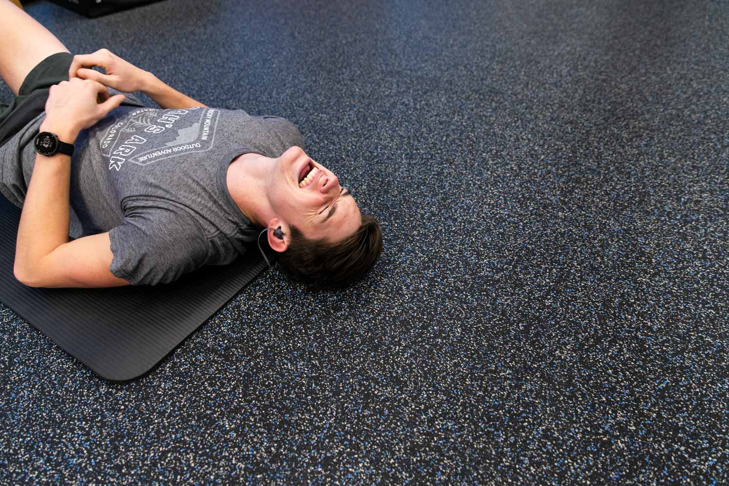 working out on a mat
