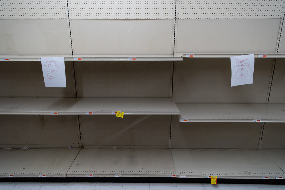 Empty store shelves
