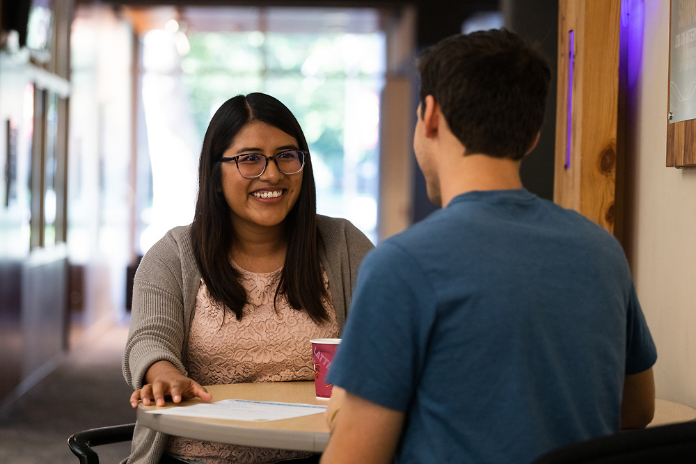 A CAP Coach helps a junior look for internships