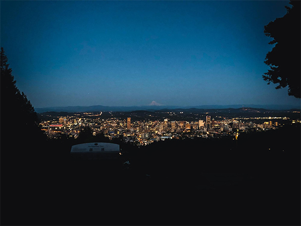 view of the city of Portland at night