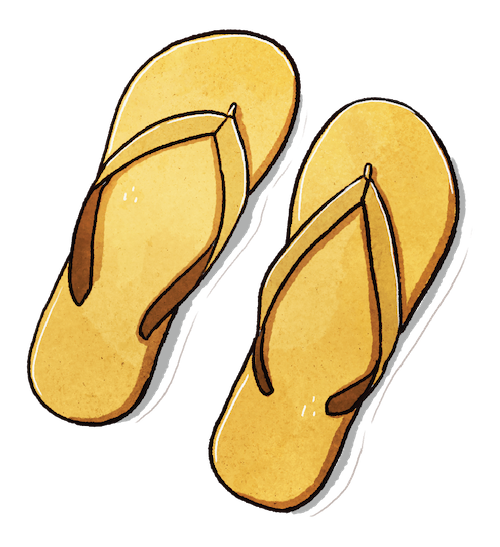 Illustration of shower shoes