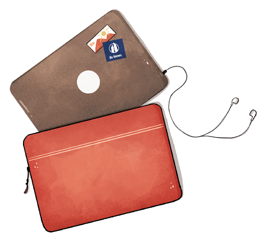 Illustration of a laptop sleeve and laptop