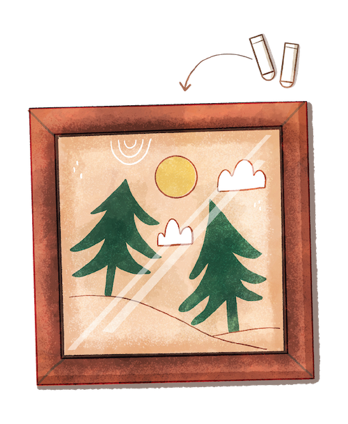 Illustration of command hooks holding up a picture