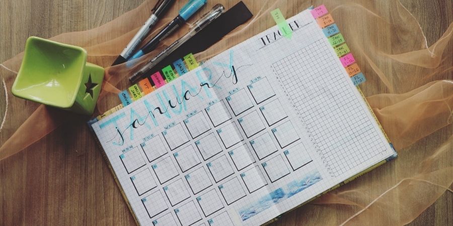 Hand writing on a calendar