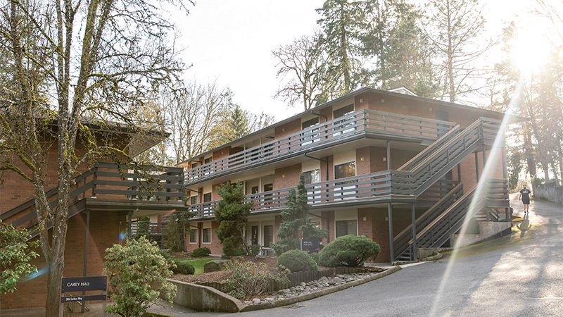 An exterior view of The Suites