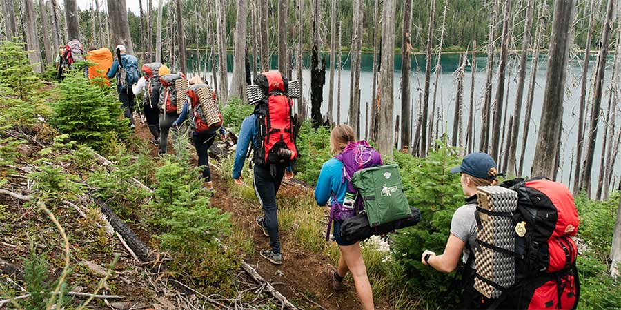 Students backpacking