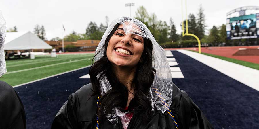 Student in Rain