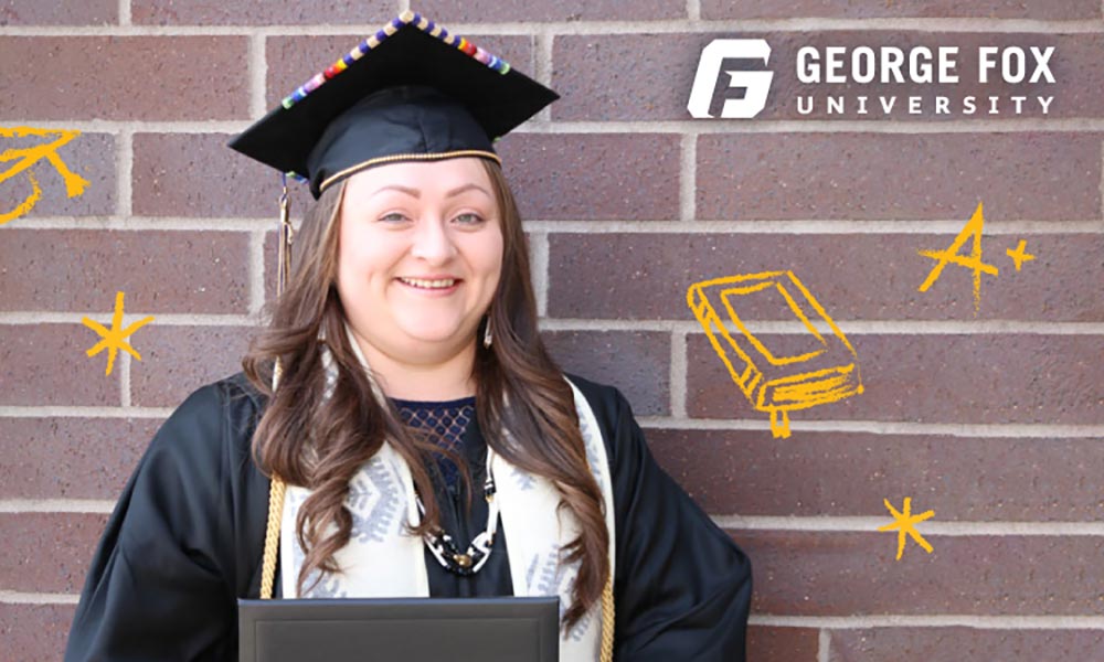 Kayla Kneeland in her graduation cap and gown