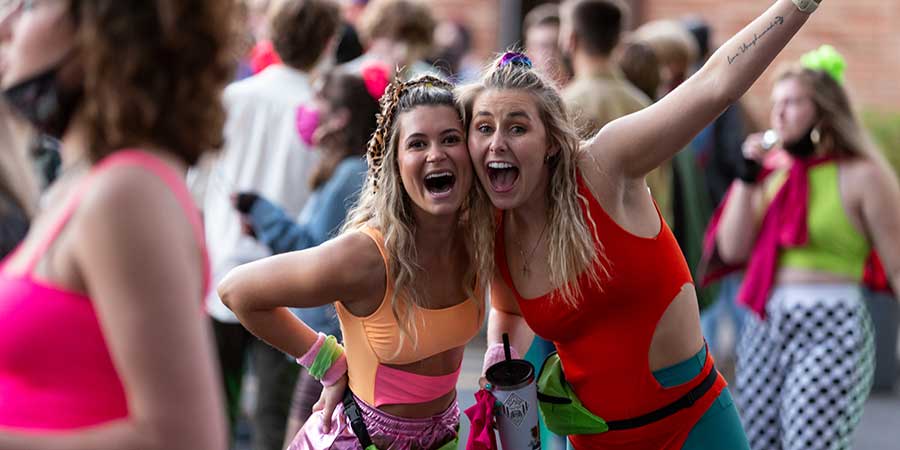 students enjoying the 80s dance