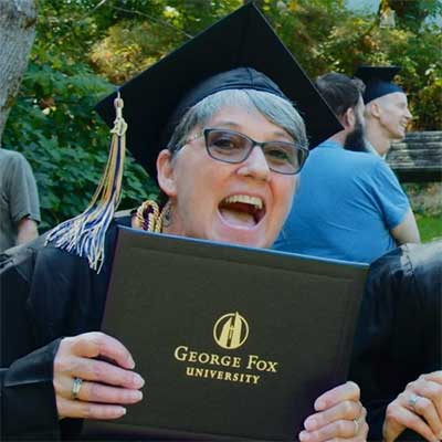 Debby Lute with diploma