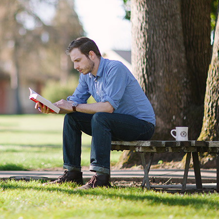 student reading a book