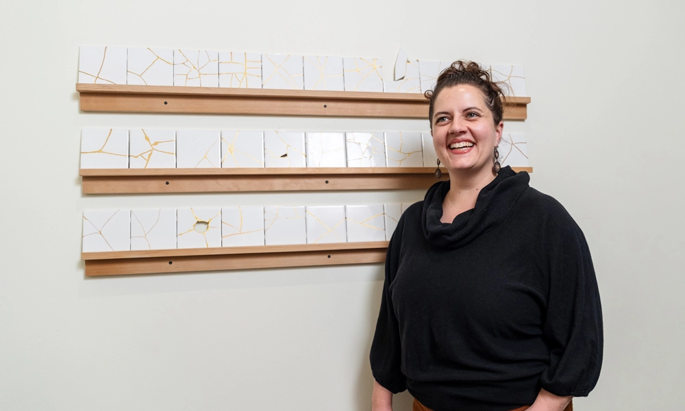 Assistant Professor of Ceramics Tiffany Hokanson with 