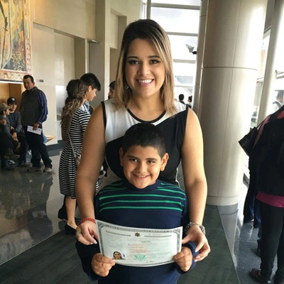 Nathalie with her son