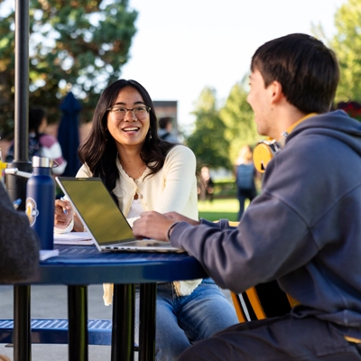 students studying outside