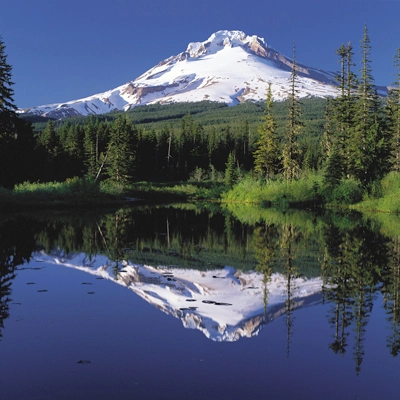 Mount Hood reflecting onto Mirror Lake