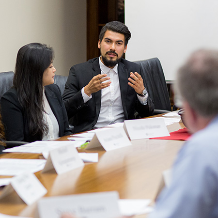 MBA students having a discussion in class