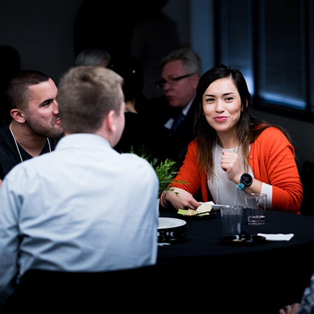 Woman talking to a group