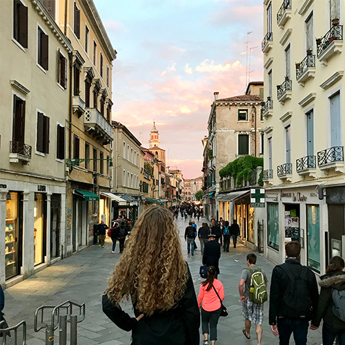 A student exploring a city while studying abroad