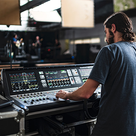 A musician with a soundboard