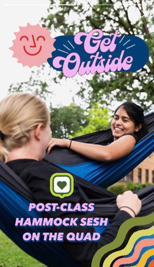 Post-class hammock on the quad