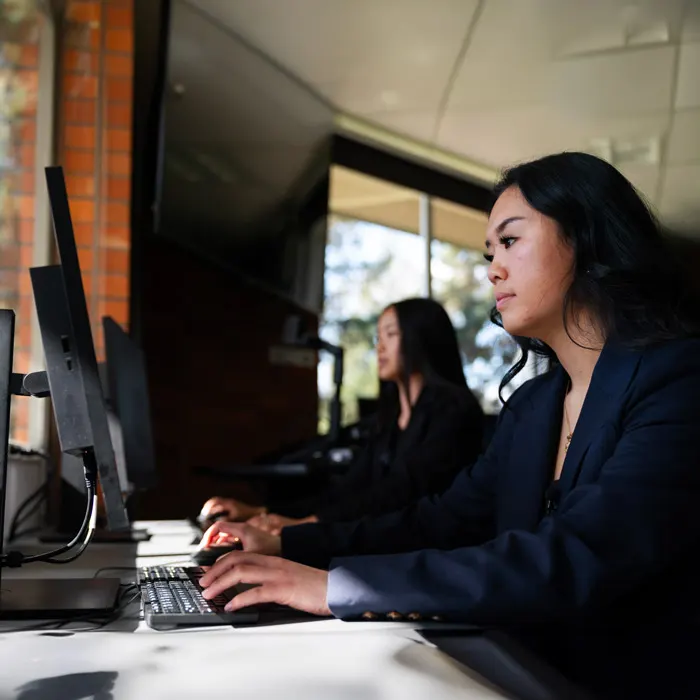 Student working on a computer