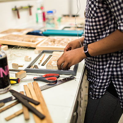 Student works on a project