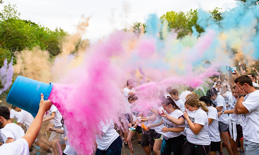 Students dashing in the Color Run event