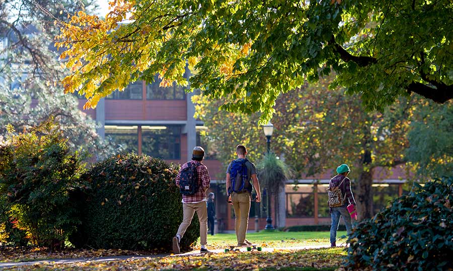 Students on beautiful campus