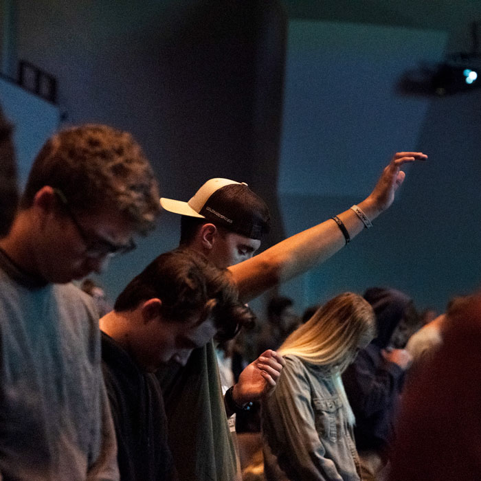 Students worship in church