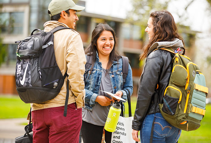 Students gather on the campus quad