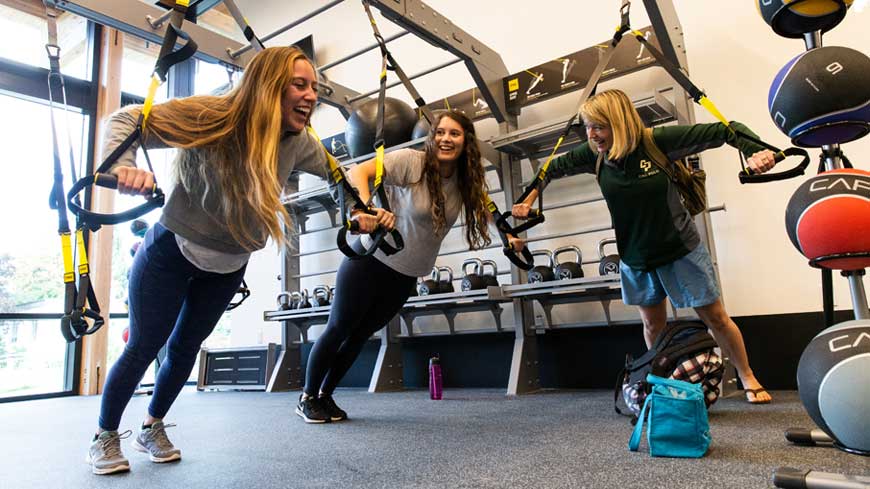 People working out at the Hadlock Student Center