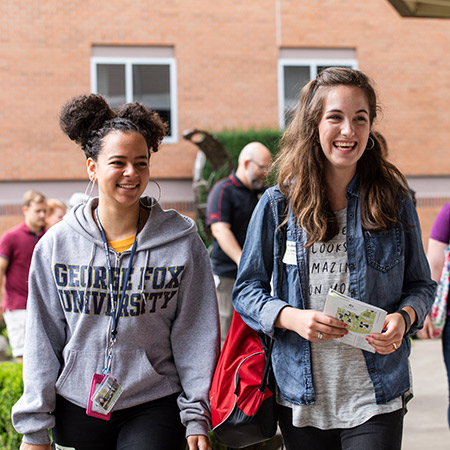 Students visiting George Fox campus