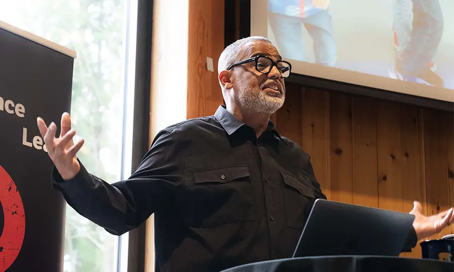 A speaker addressing to the audience