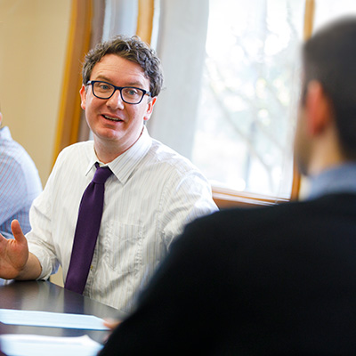 teachers talking in a classroom