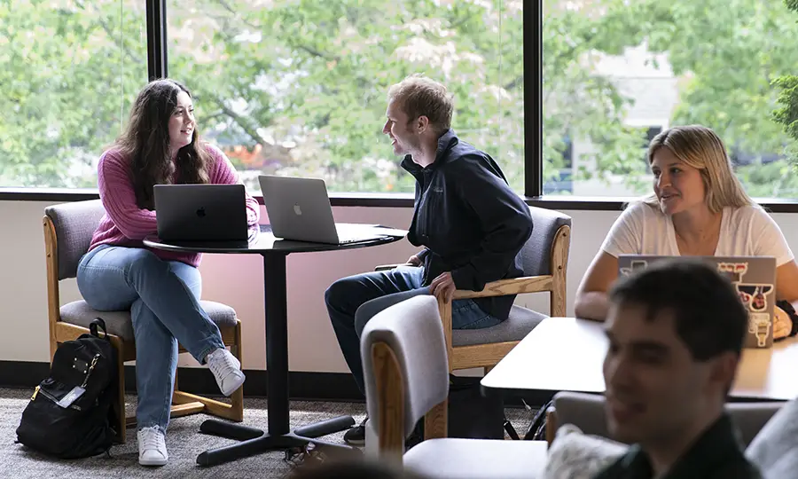 Students having discussions outside classroom