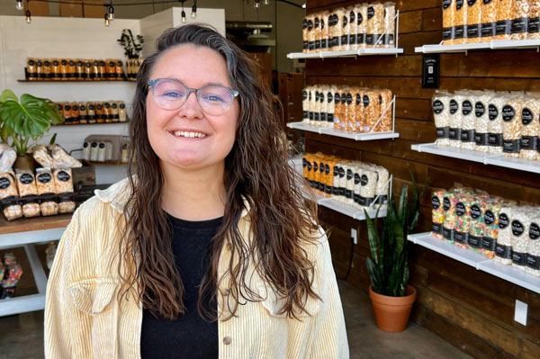 Hannah Jodoin in her popcorn shop