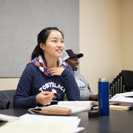 International students in a classroom