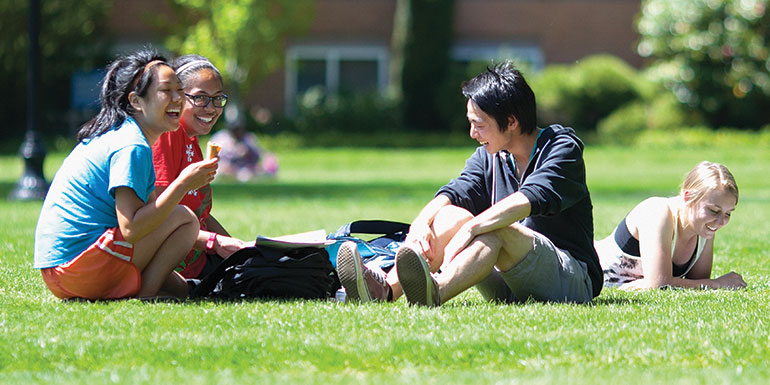 Student on the campus quad