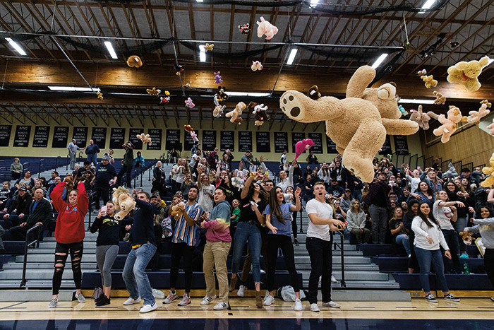 Teddy Bear Toss during a basketball game