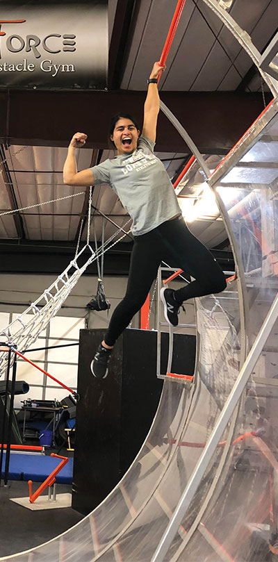 Kiana Rasubala in the obstacle gym