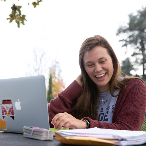 student on computer