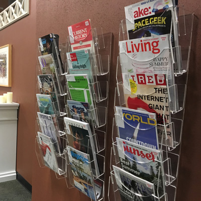 Racks filled with magazines