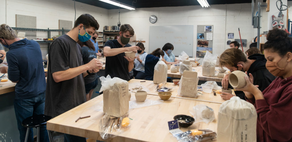 Students in ceramics class